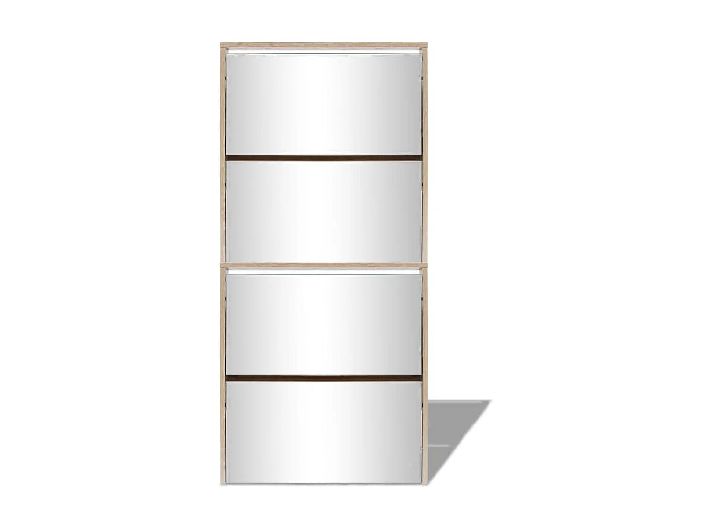 Meuble à chaussures 4 étagères avec miroir 63x17x134 cm Chêne