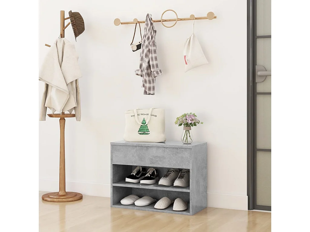 Banco zapatero Gris hormigón 60x30x45 cm Aglomerado