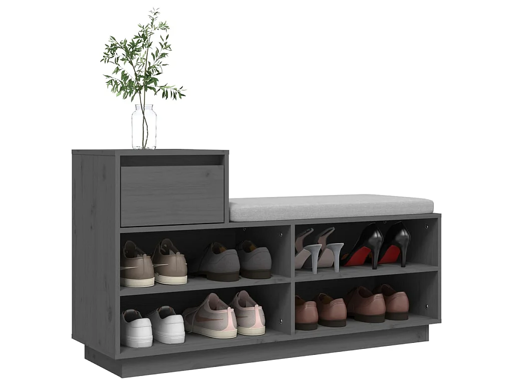 Sapateira Cinza 110x34x61 cm Madeira maciça de pinho