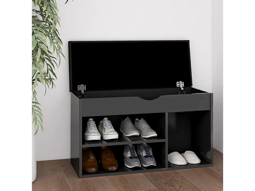 Banc à chaussures avec coussin Gris 80x30x47 cm Aggloméré