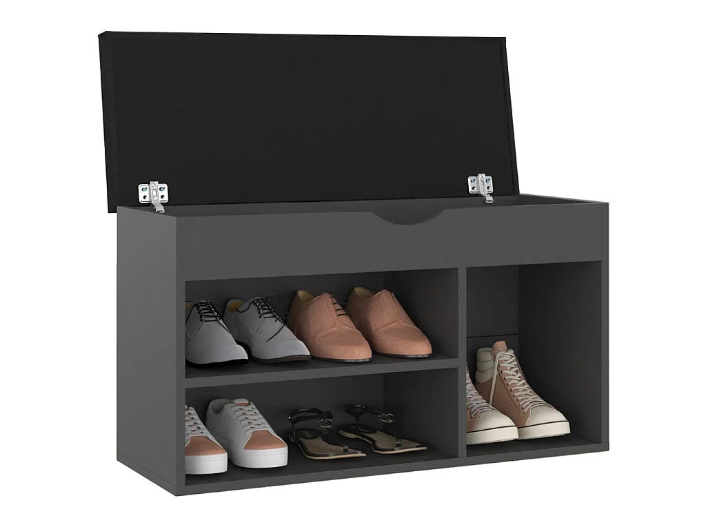 Banc à chaussures avec coussin Gris 80x30x47 cm Aggloméré