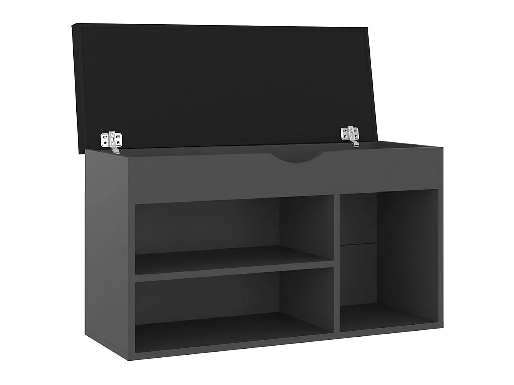 Banc à chaussures avec coussin Gris 80x30x47 cm Aggloméré