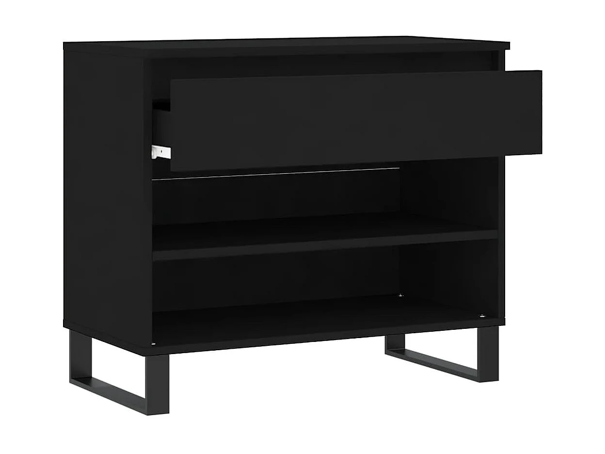 Schoenenkast Zwart 70x36x60 cm Bewerkt hout