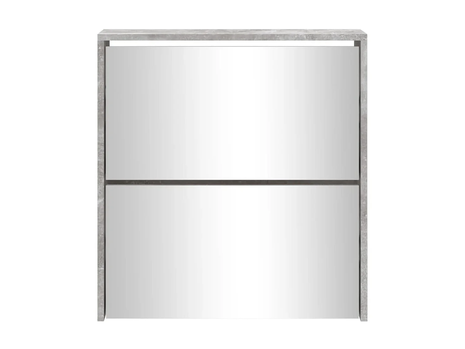 Armoire à chaussures et miroir 2 niveaux Gris béton 63x17x67 cm