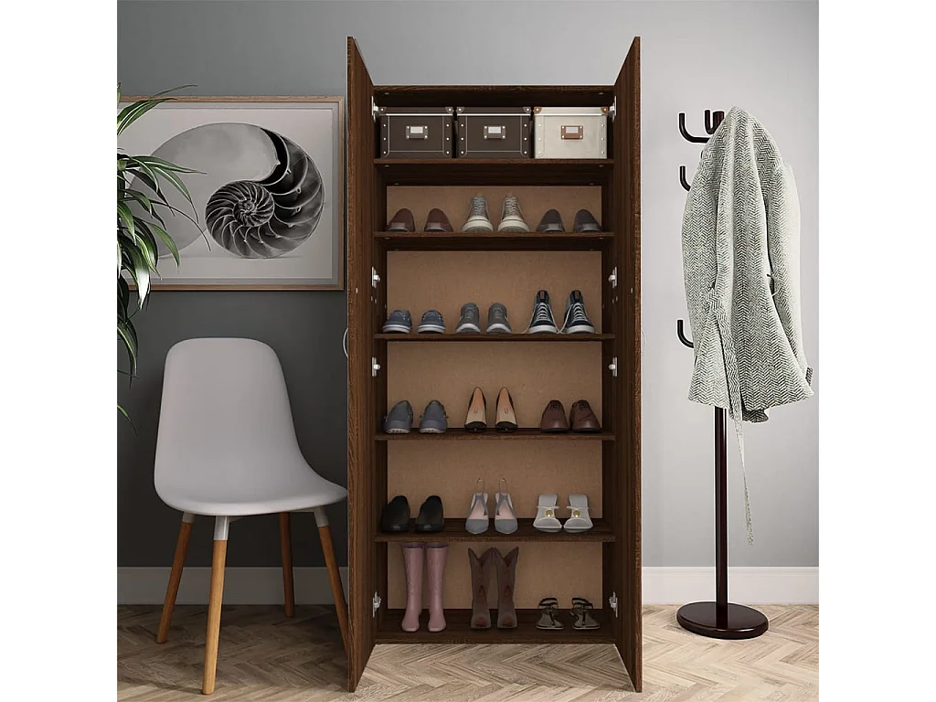 Schuhschrank Braune Eiche 80x35,5x180cm Holzwerkstoff