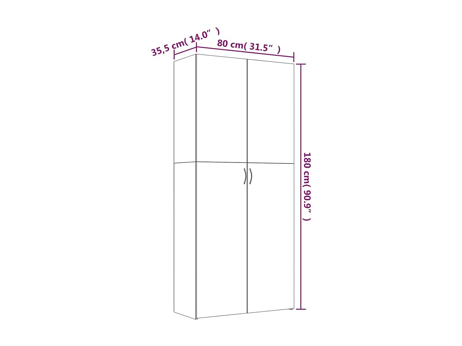 Schuhschrank Braune Eiche 80x35,5x180cm Holzwerkstoff