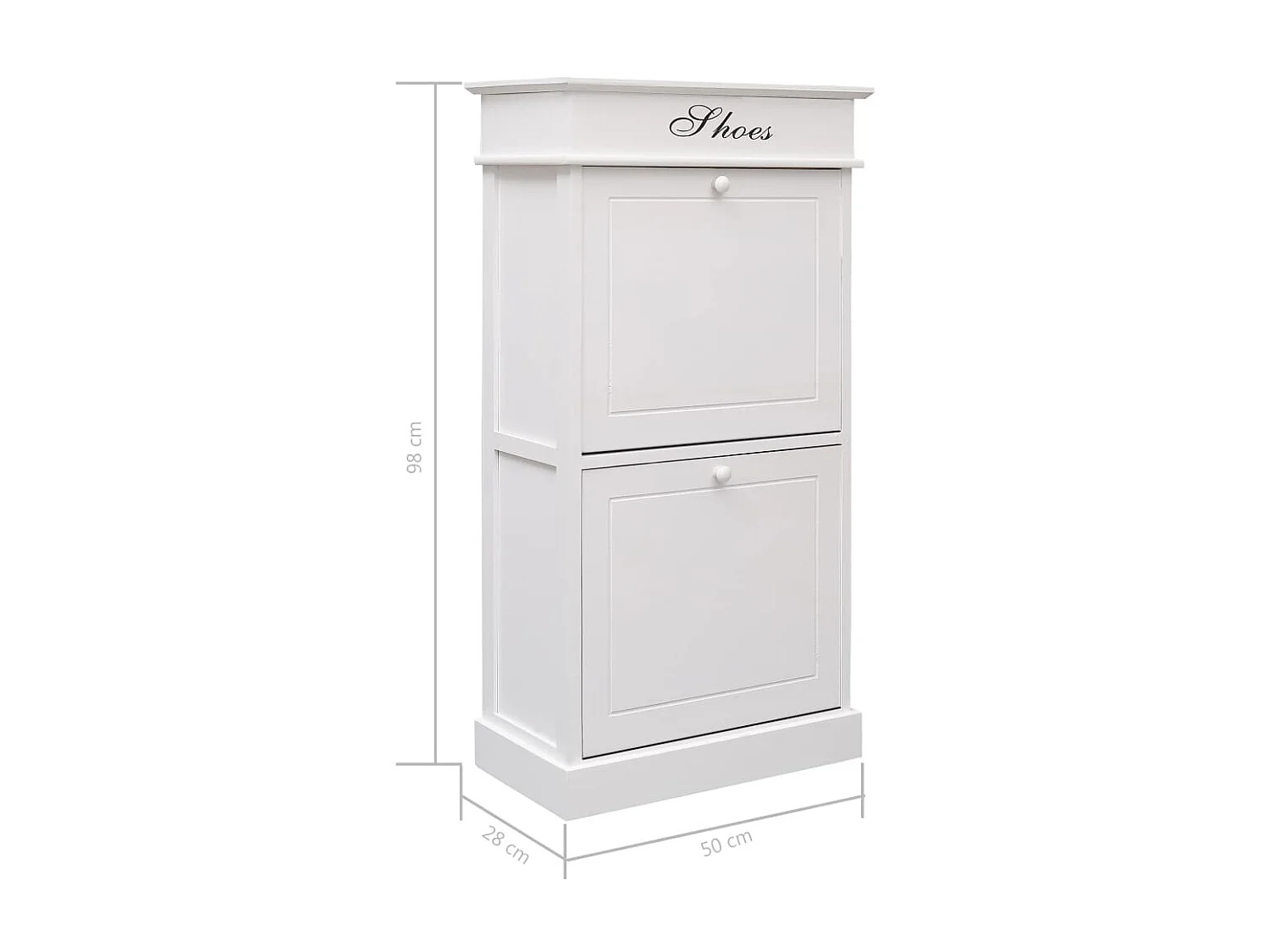 Armoire à chaussures Blanc 50 x 28 x 98 cm Bois de Paulownia