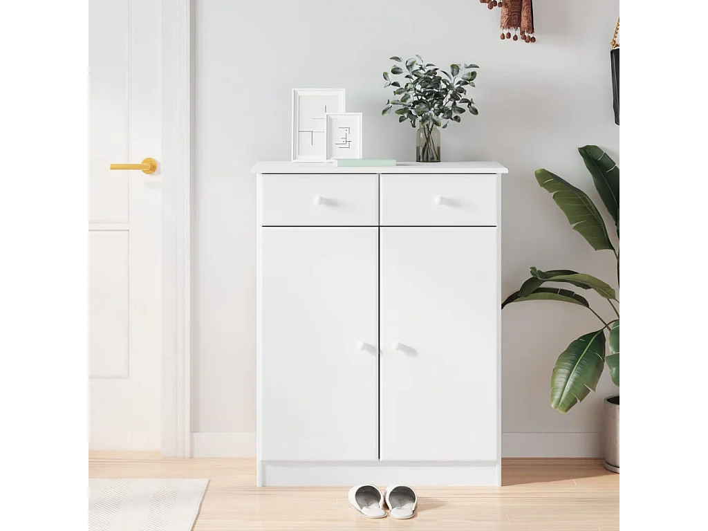 Scarpiera ALTA bianca 77x35x96 cm in legno massello di pino