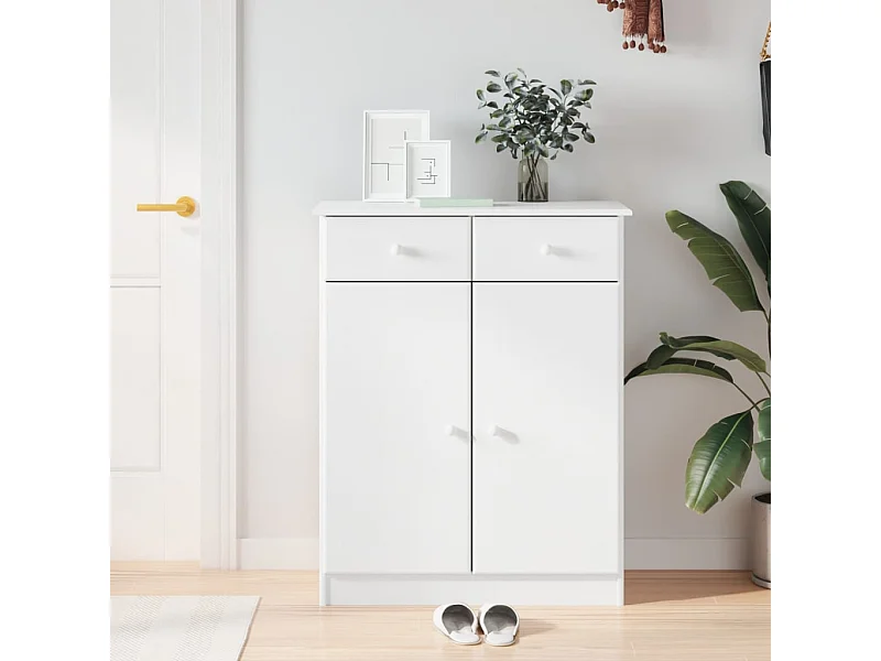 Armoire à chaussures ALTA blanc 77x35x96 cm bois massif de pin