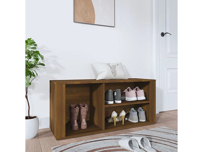 Schoenenkast Bruin eiken 100x35x45cm Bewerkt hout