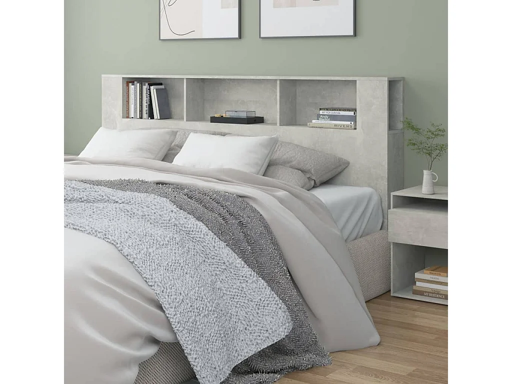 Mueble cabecero Gris hormigón 200x18,5x104,5 cm