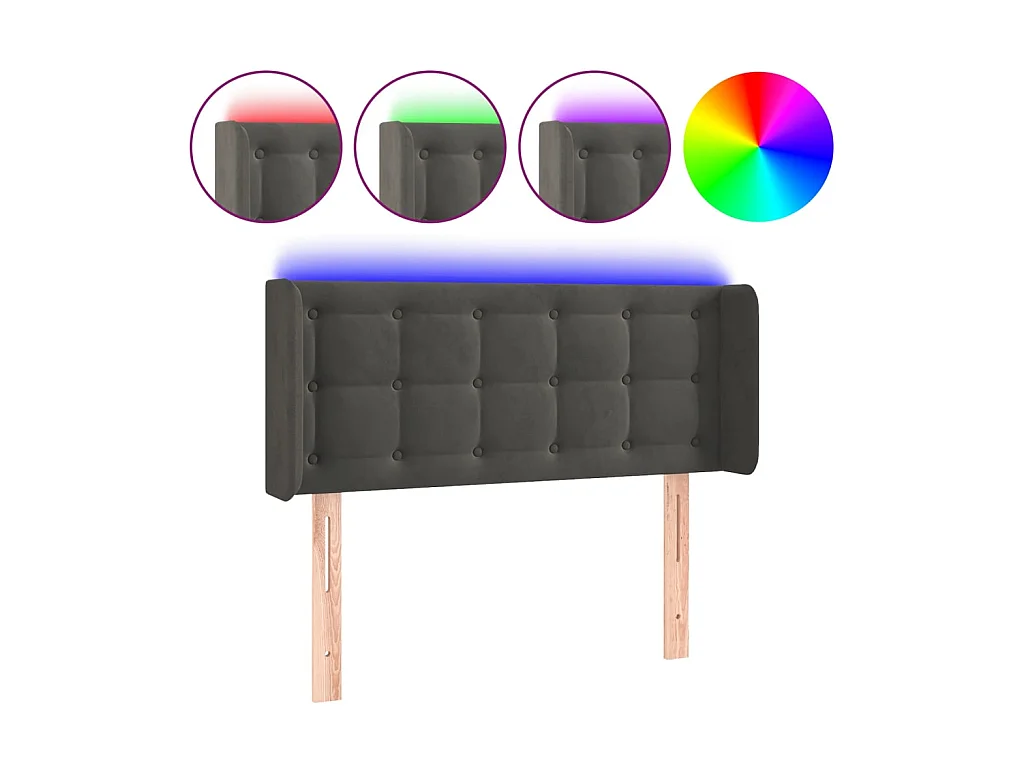 Tête de lit à LED Gris foncé 103x16x78/88 cm Velours