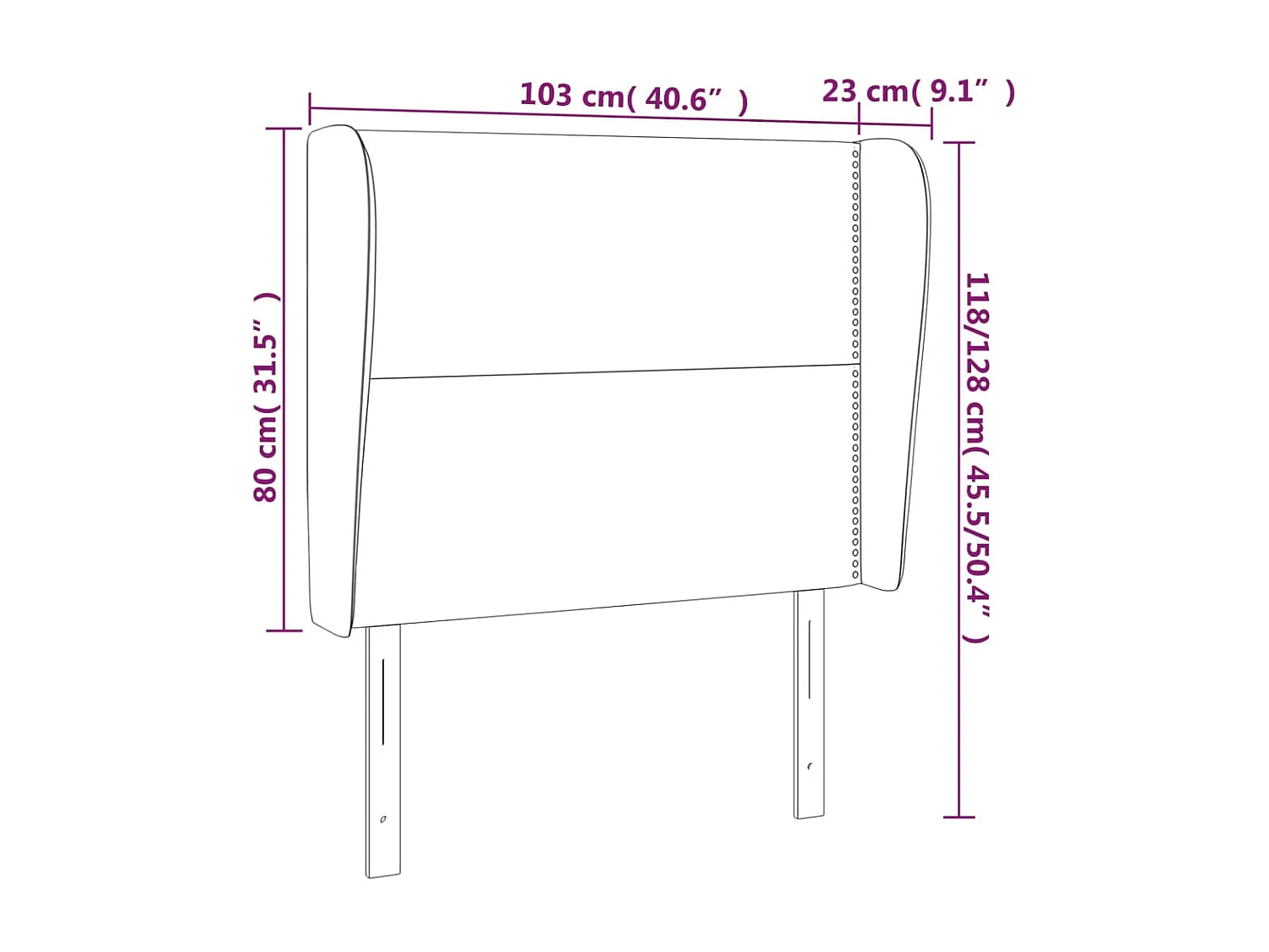 Tête de lit avec oreilles Blanc 103x23x118/128 cm Similicuir