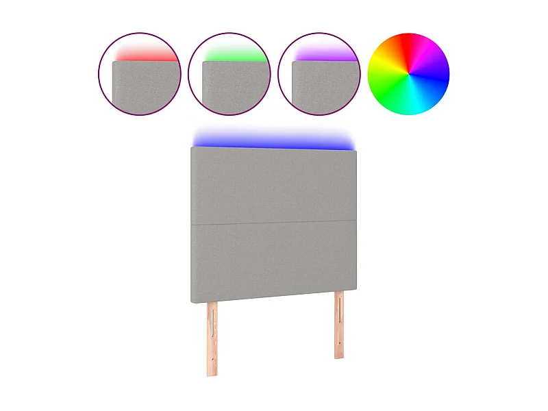 LED-hoofdbord Lichtgrijs 80x5x118/128 cm Stof