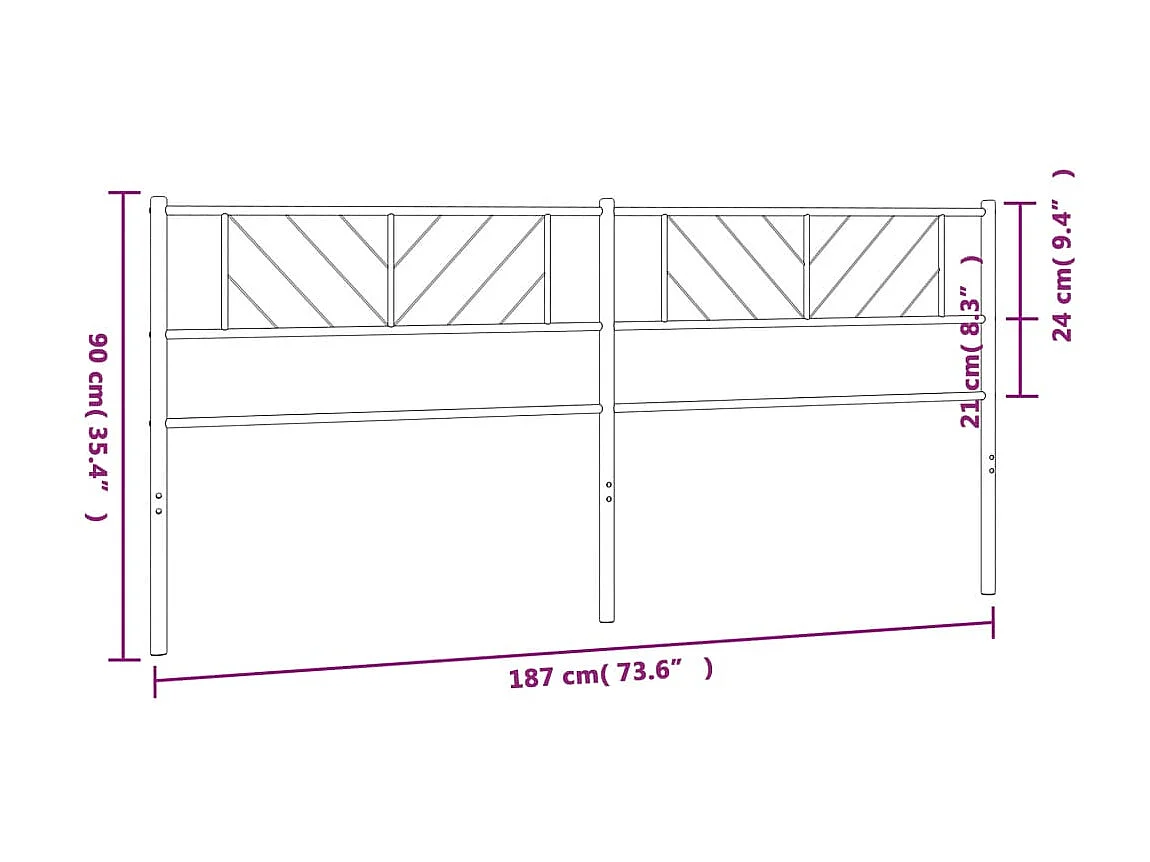 Tête de lit métal blanc 180 cm