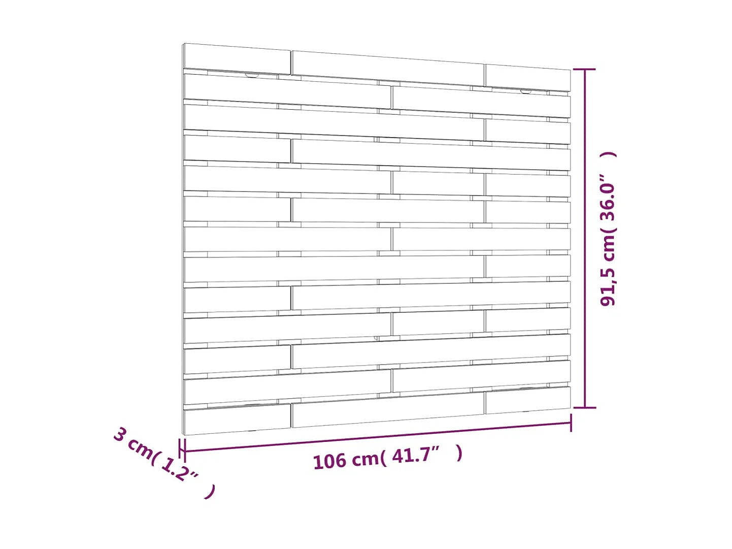 Tête de lit murale Noir 106x3x91,5 cm Bois massif de pin