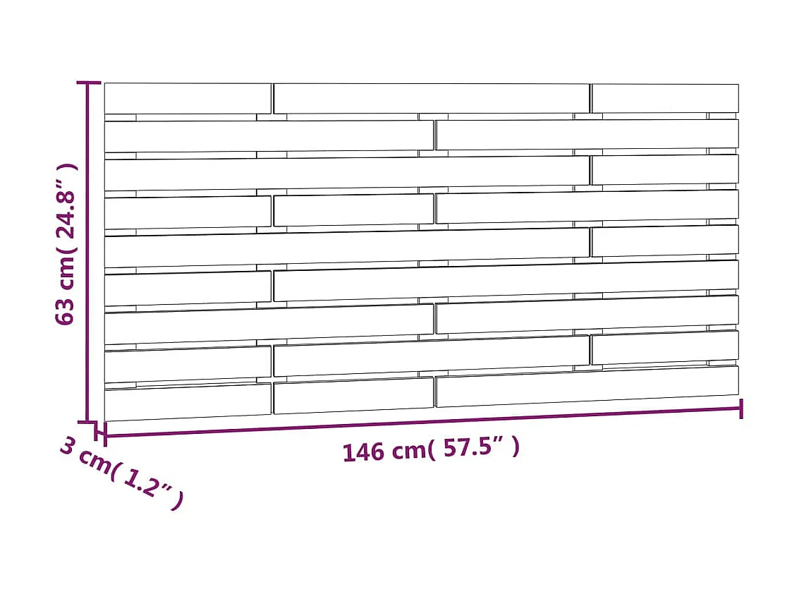 Tête de lit murale 146x3x63 cm Bois massif de pin