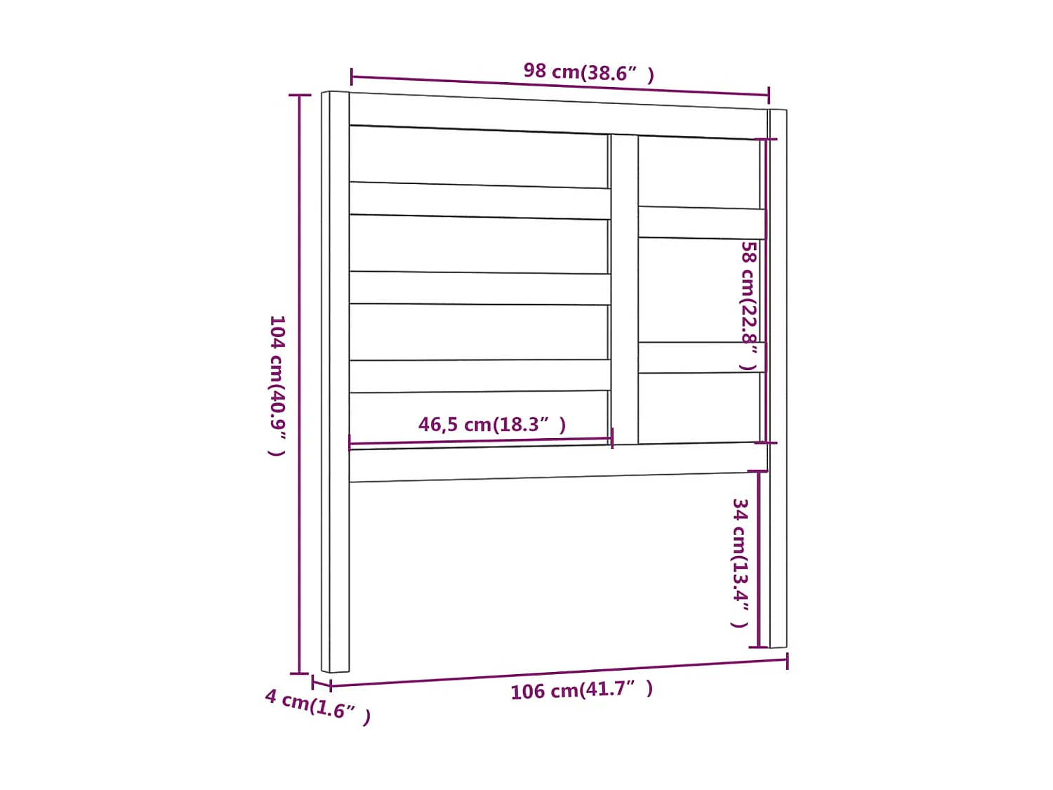 Tête de lit Blanc 106x4x104 cm Bois massif de pin
