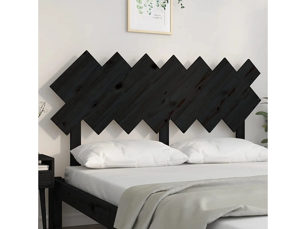 Tête de lit Noir 141x3x80,5 cm Bois massif de pin