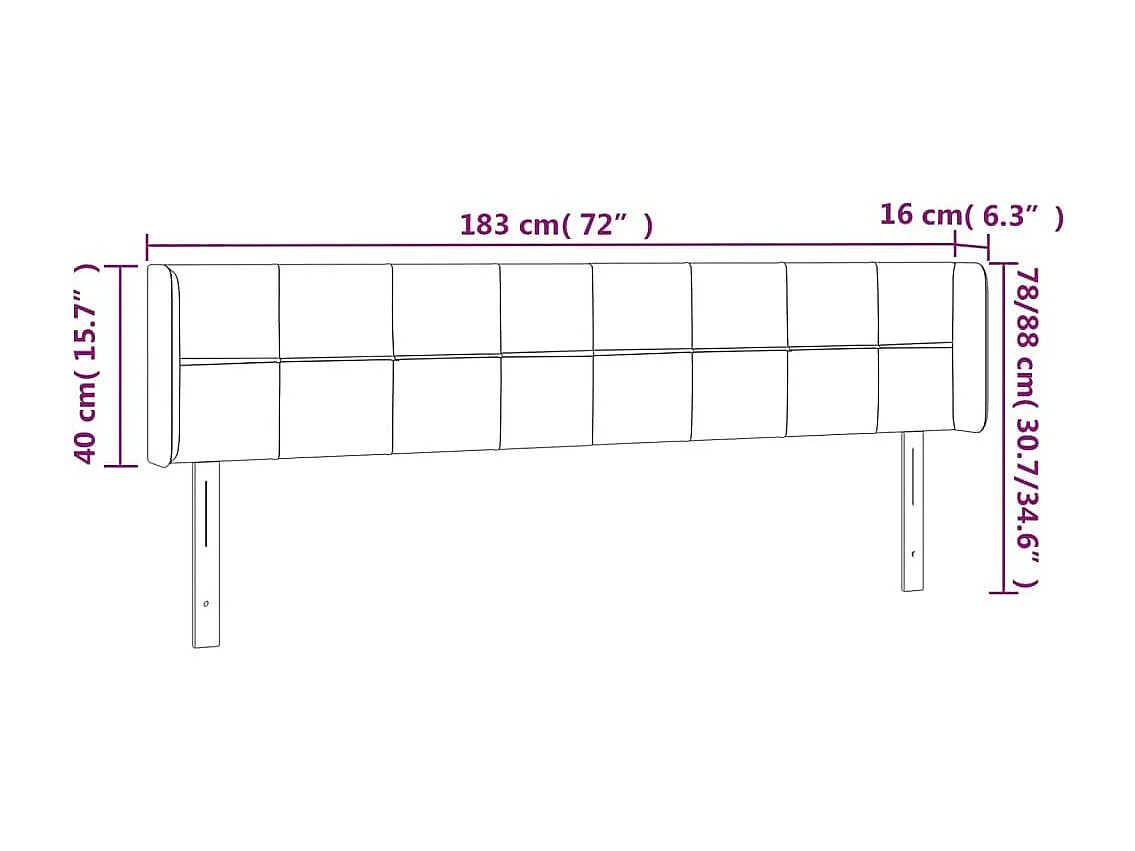 Tête de lit à LED Crème 183x16x78/88 cm Tissu