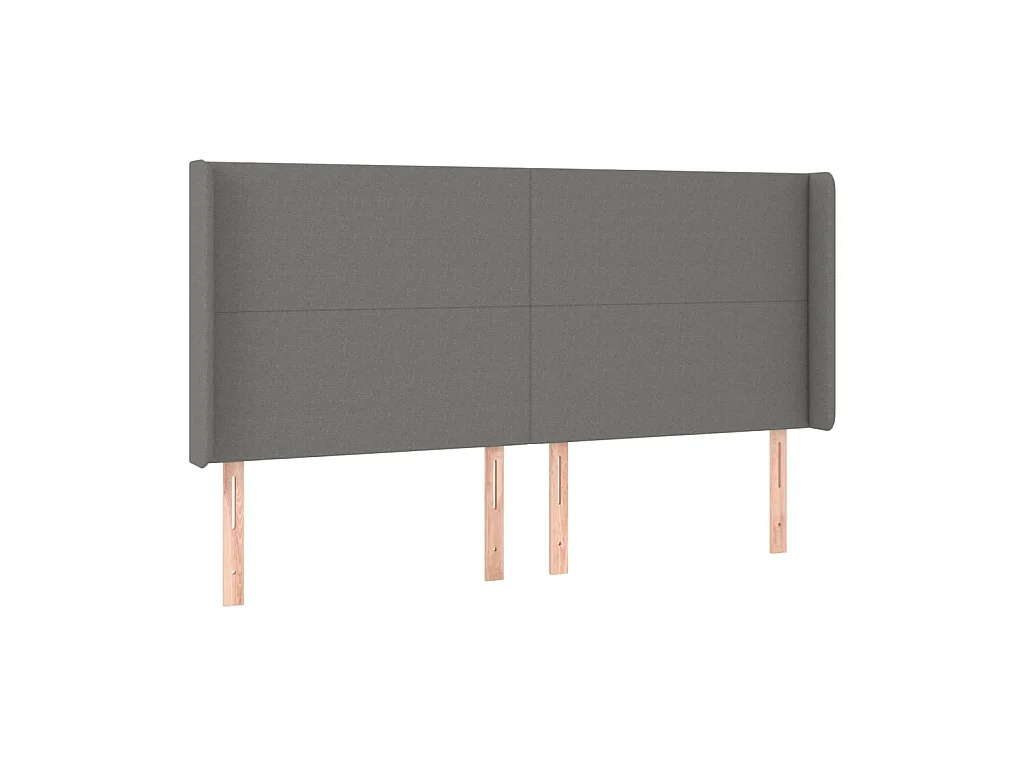 Tête de lit avec oreilles Gris foncé 203x16x118/128 cm Tissu