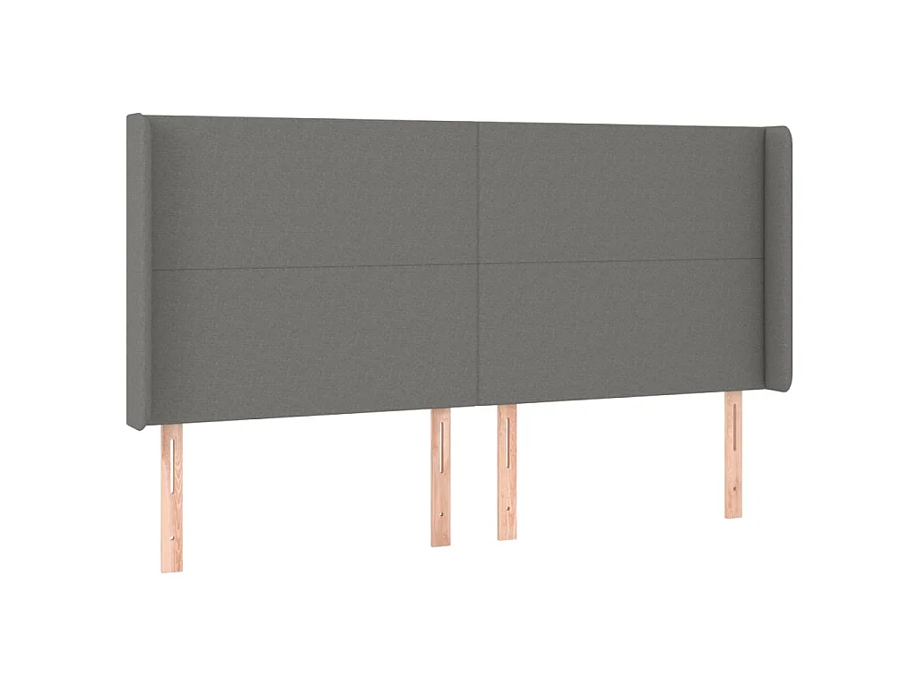Tête de lit avec oreilles Gris foncé 203x16x118/128 cm Tissu