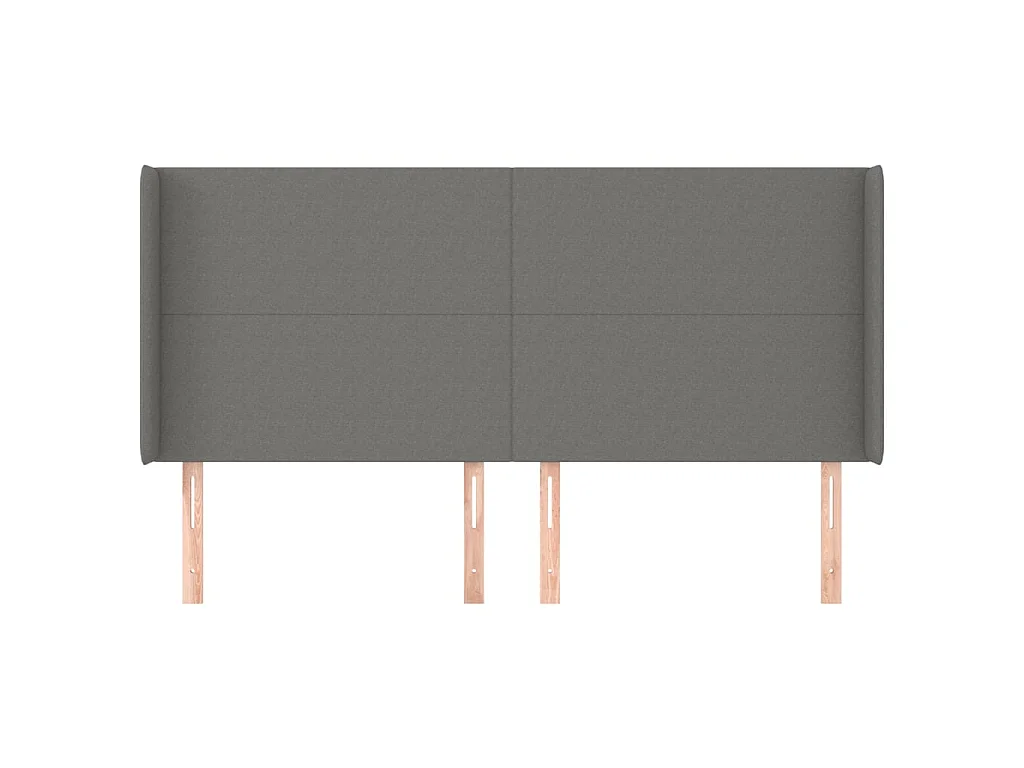 Tête de lit avec oreilles Gris foncé 203x16x118/128 cm Tissu