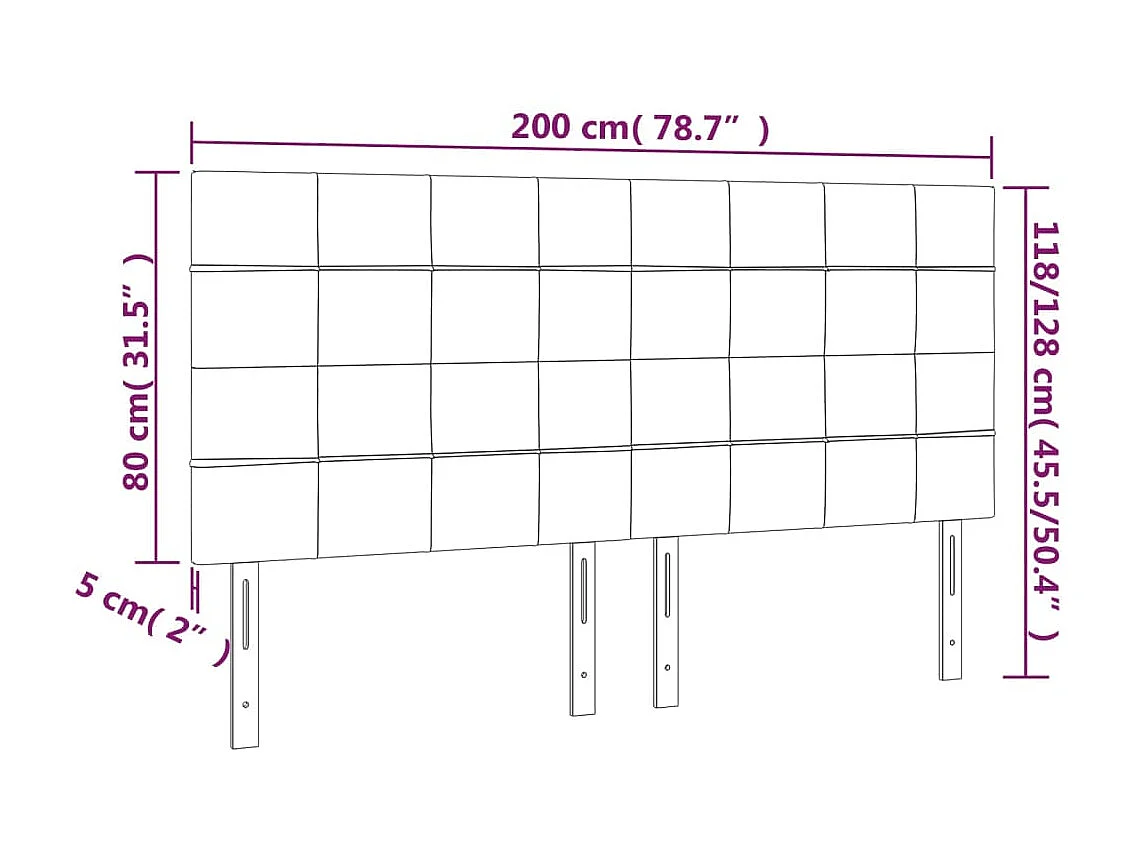 Tête de lit à LED Rose 200x5x118/128 cm Velours