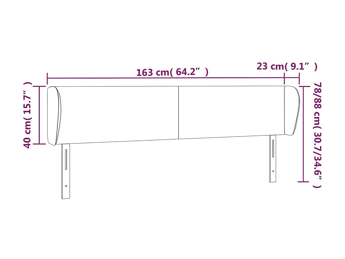 Hoofdbord met oren Wit 163x23x78/88 cm Kunstleer