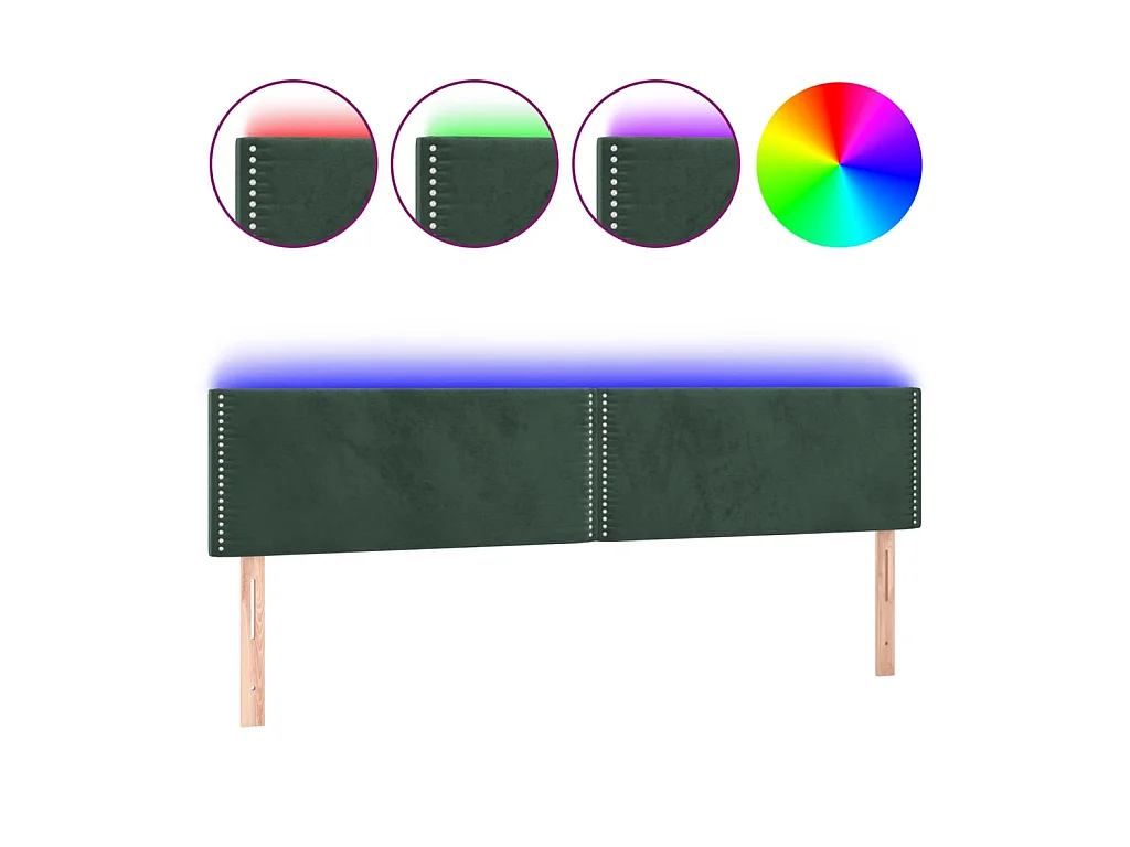 Tête de lit à LED Vert foncé 200x5x78/88 cm Velours