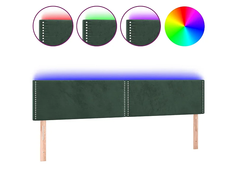 Tête de lit à LED Vert foncé 200x5x78/88 cm Velours