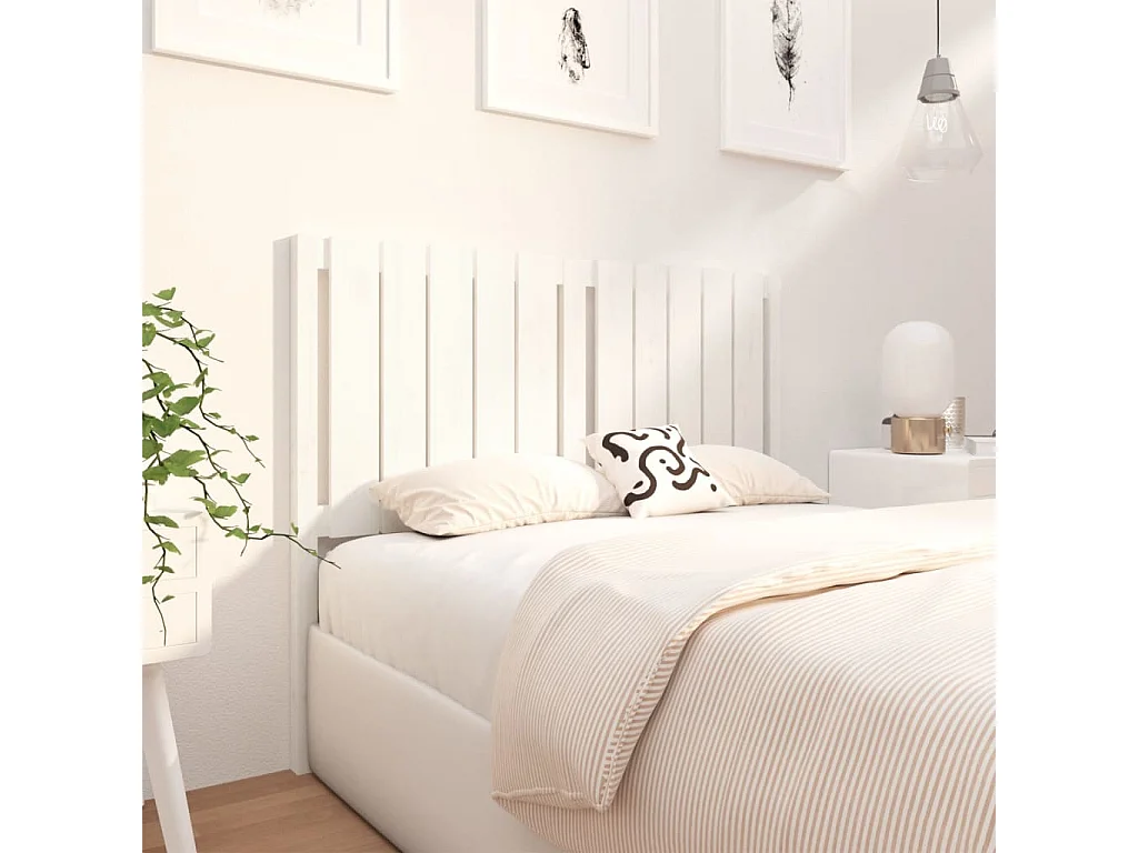 Tête de lit Blanc 125,5x4x100 cm Bois massif de pin