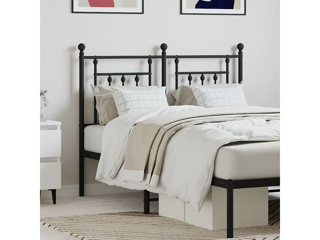 Kopfteil aus schwarzem Metall, 120 cm