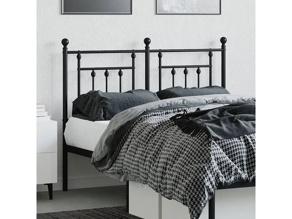 Kopfteil aus schwarzem Metall, 120 cm