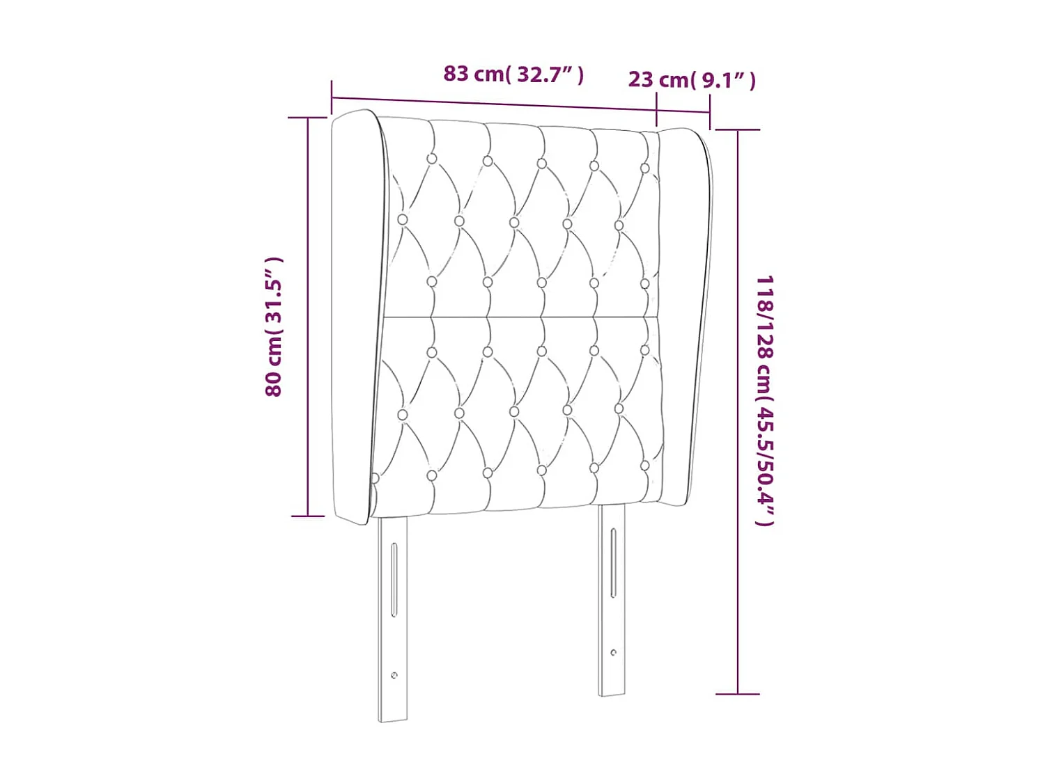 Tête de lit avec oreilles Crème 83x23x118/128 cm Tissu