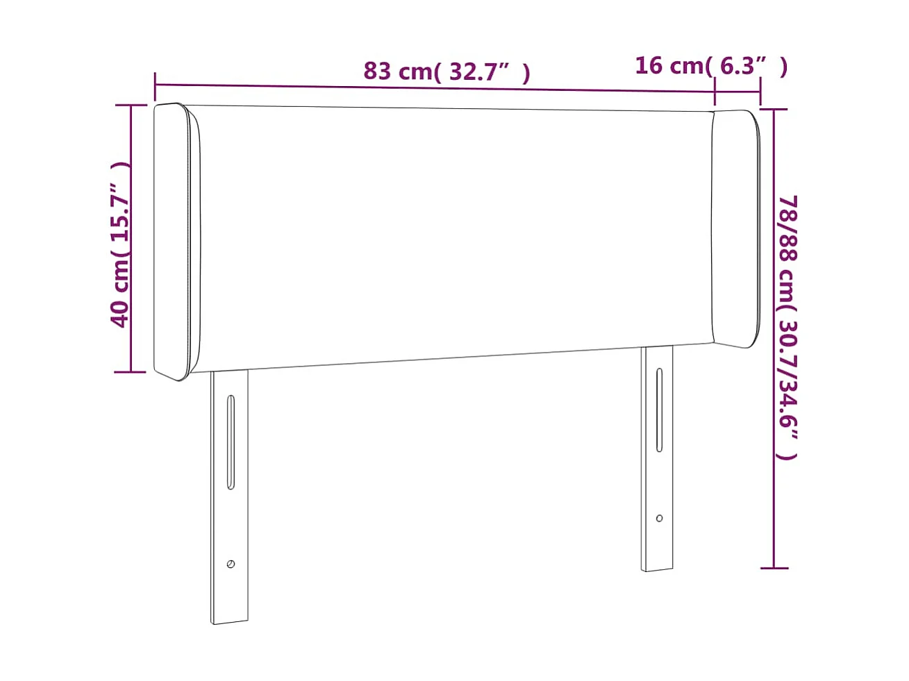Testiera con orecchie Tortora 83x16x78/88 cm Tessuto