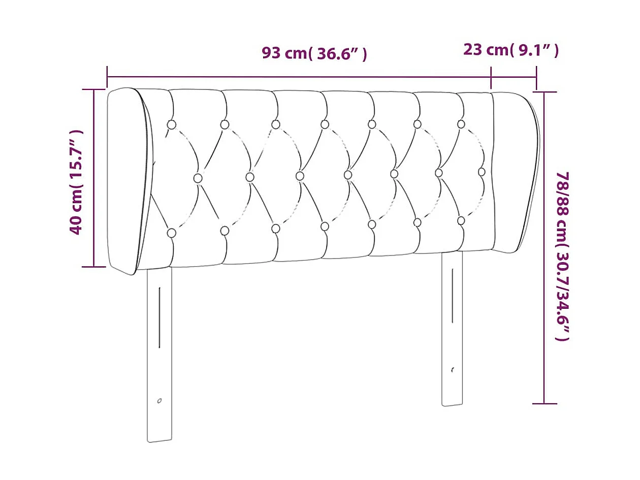 Cabecero con orejas Azul 93x23x78/88 cm Tela