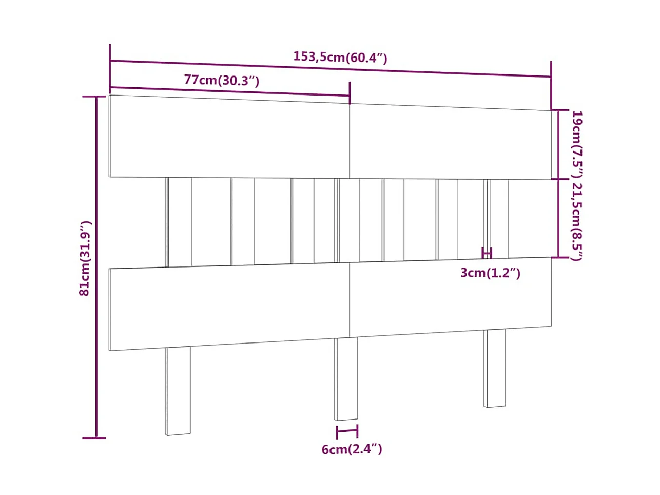 Tête de lit Marron miel 153,5x3x81 cm Bois massif de pin