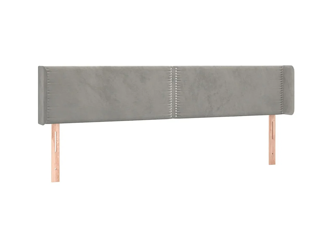 Tête de lit avec oreilles Gris clair 203x16x78/88 cm Velours