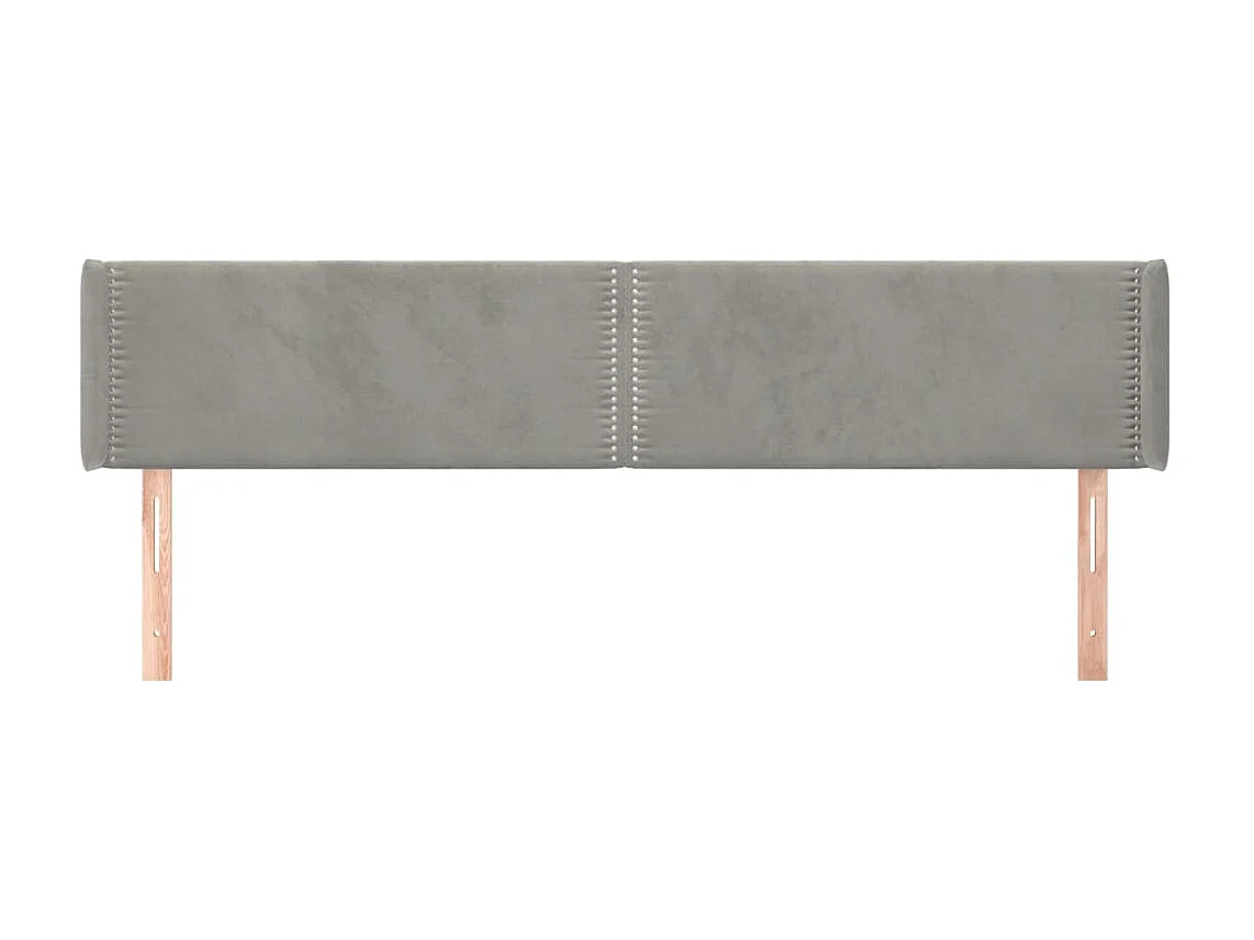 Tête de lit avec oreilles Gris clair 203x16x78/88 cm Velours