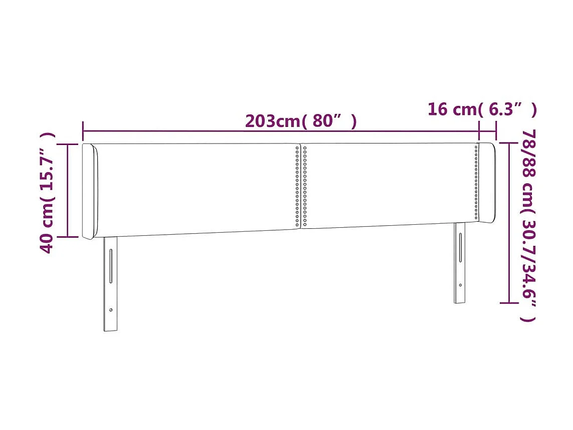 Tête de lit avec oreilles Gris clair 203x16x78/88 cm Velours