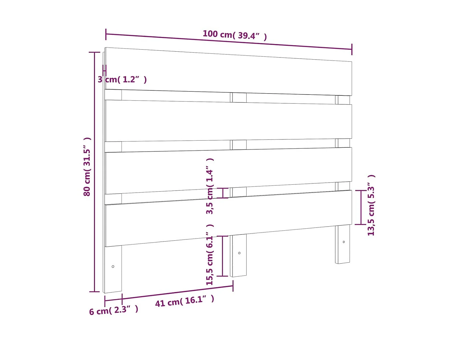 Tête de lit Gris 100x3x80 cm Bois massif de pin