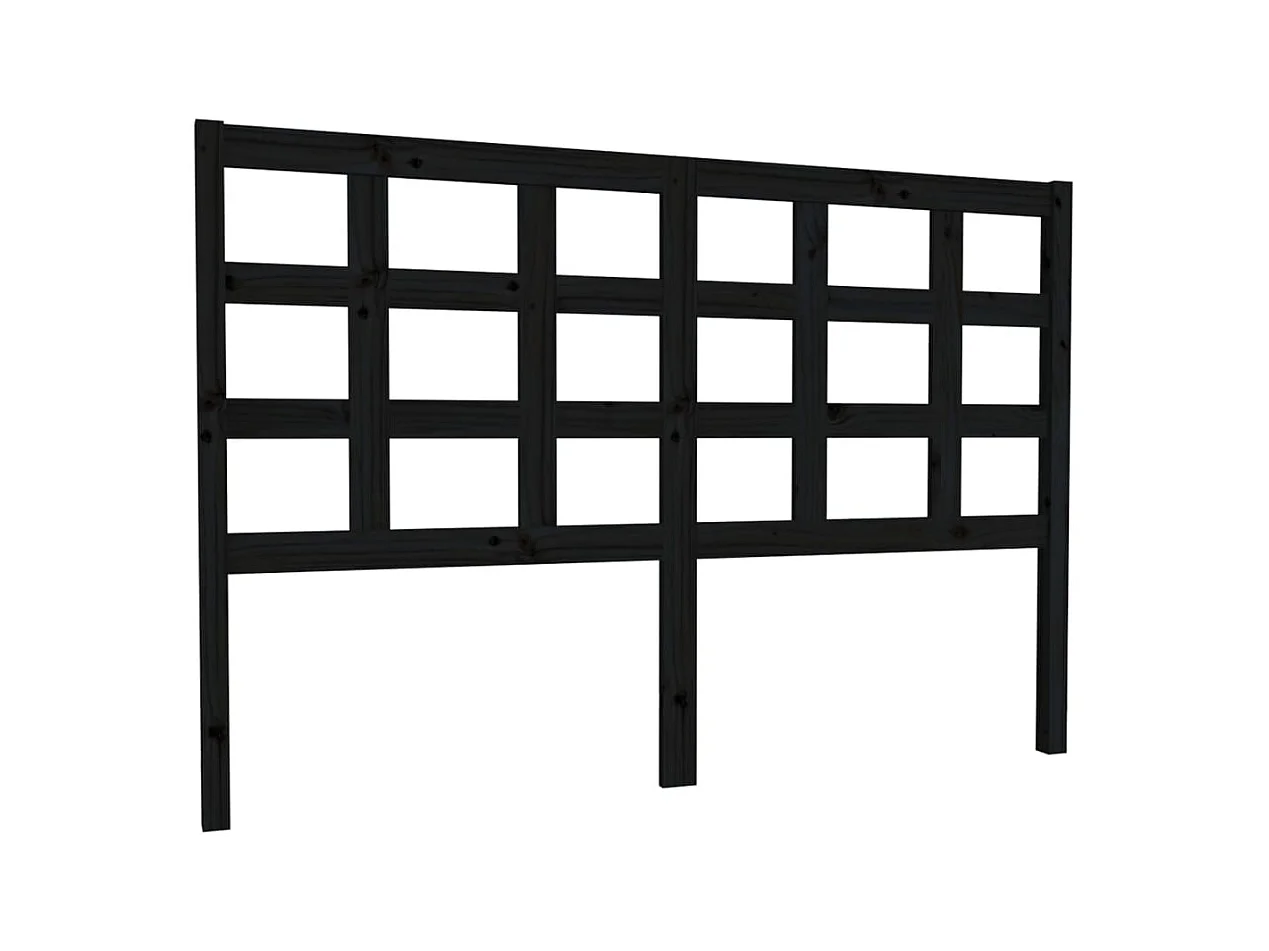 Tête de lit Noir 145,5x4x100 cm Bois massif de pin
