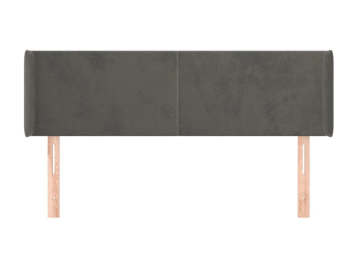 Cabeceira com orelhas Cinza escuro 147x16x78/88 cm Veludo