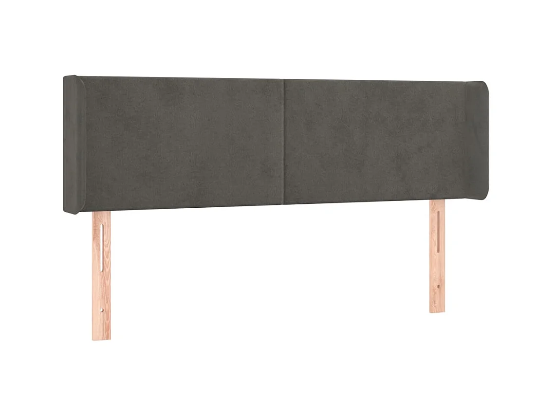 Testiera con orecchie Grigio scuro 147x16x78/88 cm Velluto