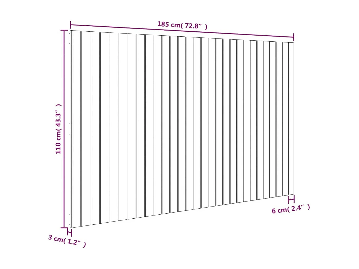 Cabecero suspendido Blanco 185x3x110 cm Madera maciza de pino