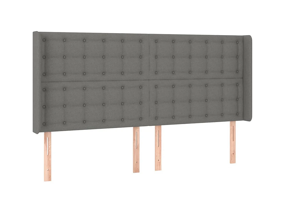 Tête de lit avec oreilles Gris foncé 163x16x118/128 cm Tissu