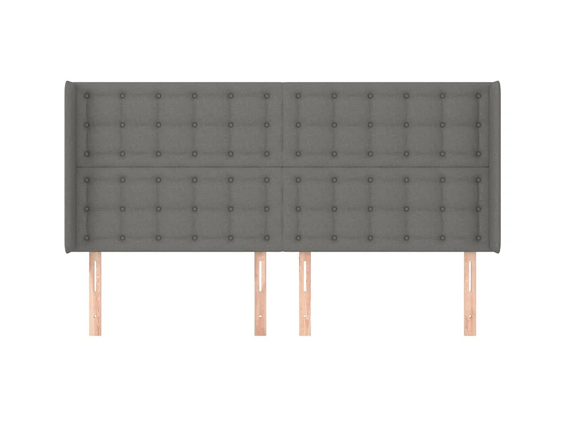 Testiera con orecchie Grigio scuro 163x16x118/128 cm Tessuto
