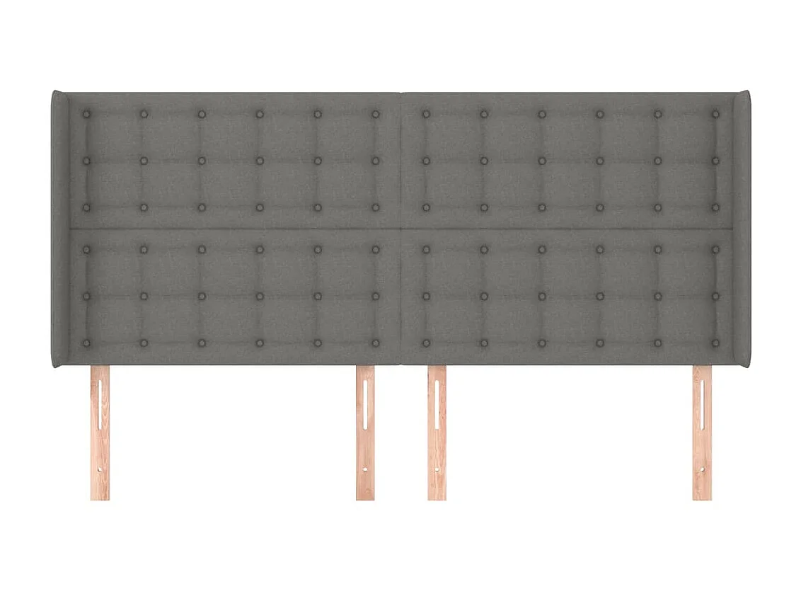 Cabecero con orejas Gris oscuro 163x16x118/128 cm Tela