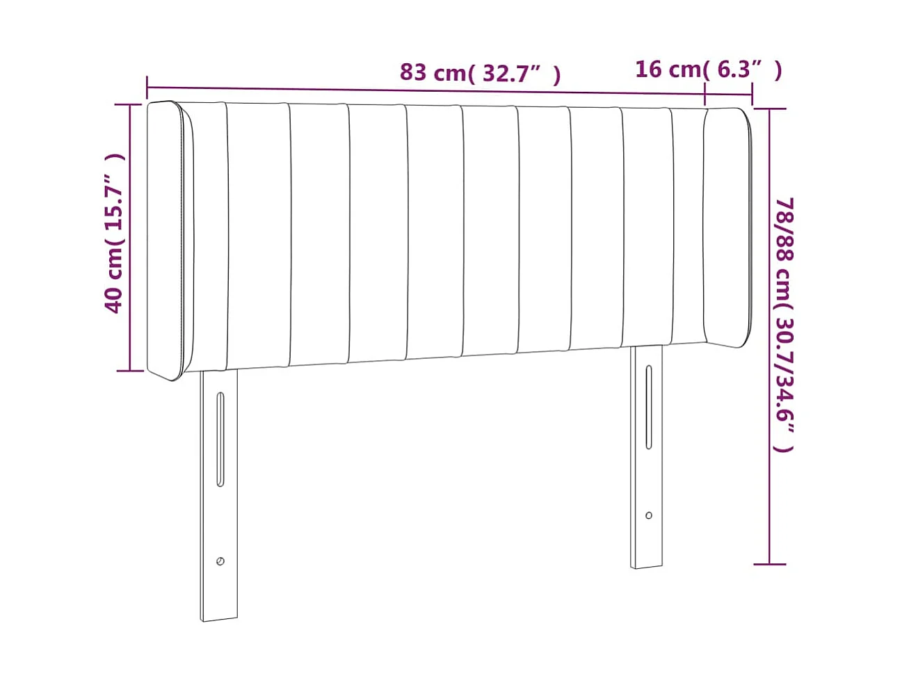 Tête de lit à LED Gris foncé 83x16x78/88 cm Velours